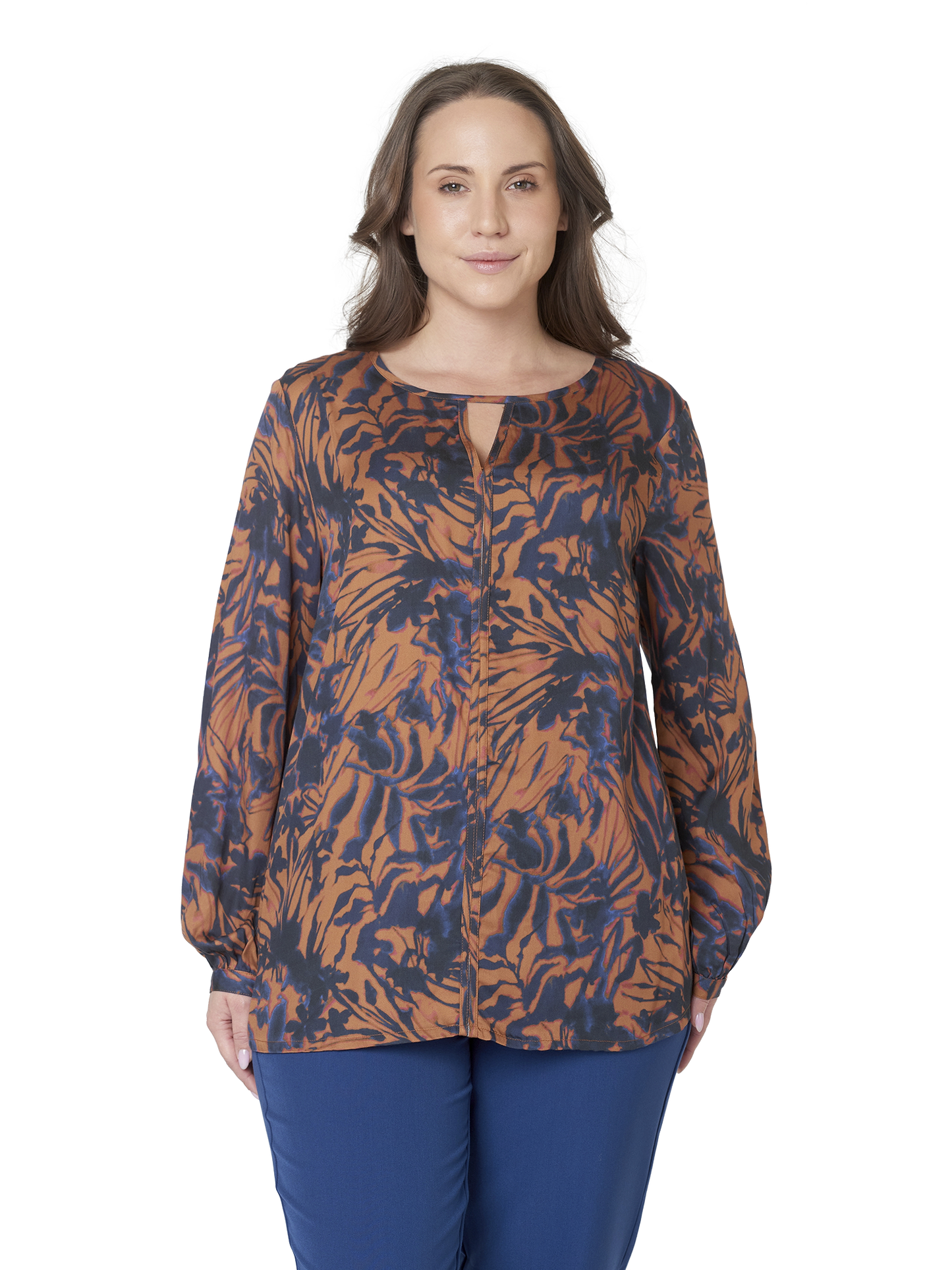 Ciso blouse bruin blauw