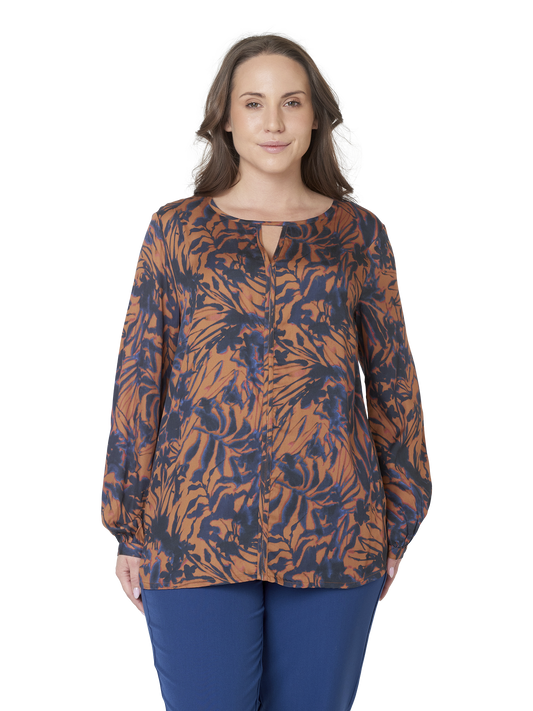 Ciso blouse bruin blauw