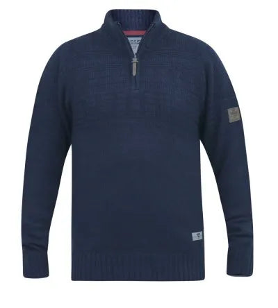 Duke 555 YATES 1/4 Zip Neck Jacquard gebreide trui Blauw