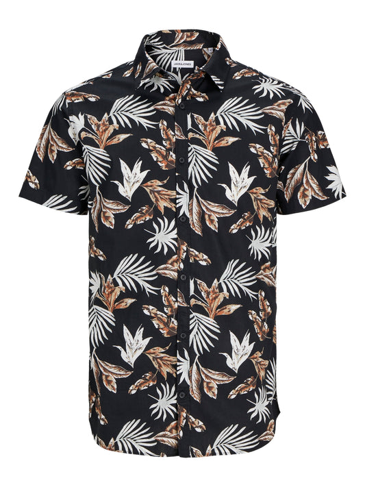 JACK&JONES  JJJOSHUA FLORAL SHIRT ZWART