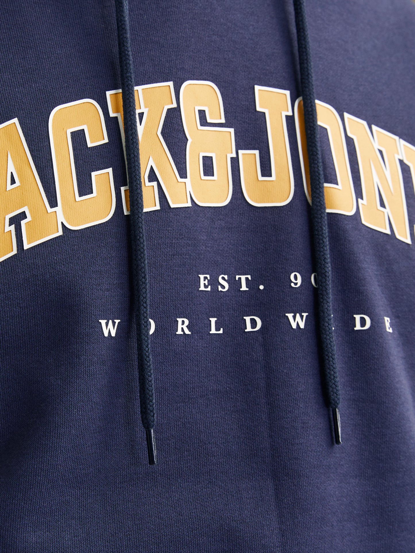 JJECALEB VARSITY SWEAT HOOD BLAUW