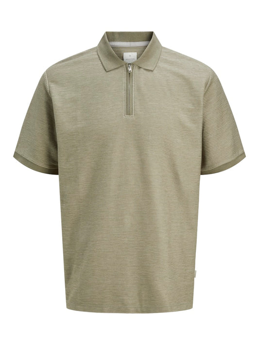 Jack & Jones JPRCCRONNIE SS ZIP POLO PLS Silver lining