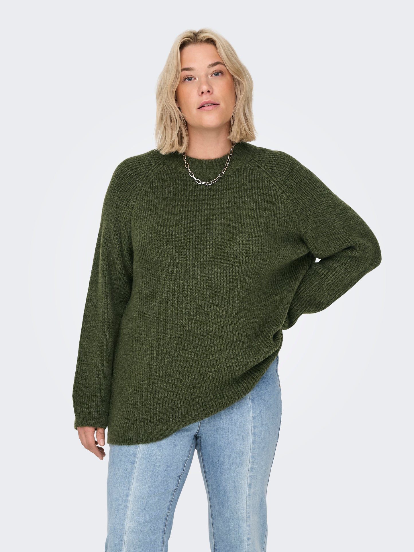 ONLY CARMAKOMA  CARJADE L/S PULLOVER KNT GROEN