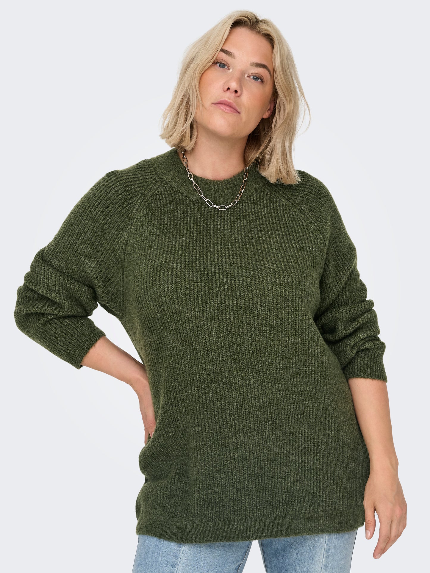 ONLY CARMAKOMA  CARJADE L/S PULLOVER KNT GROEN