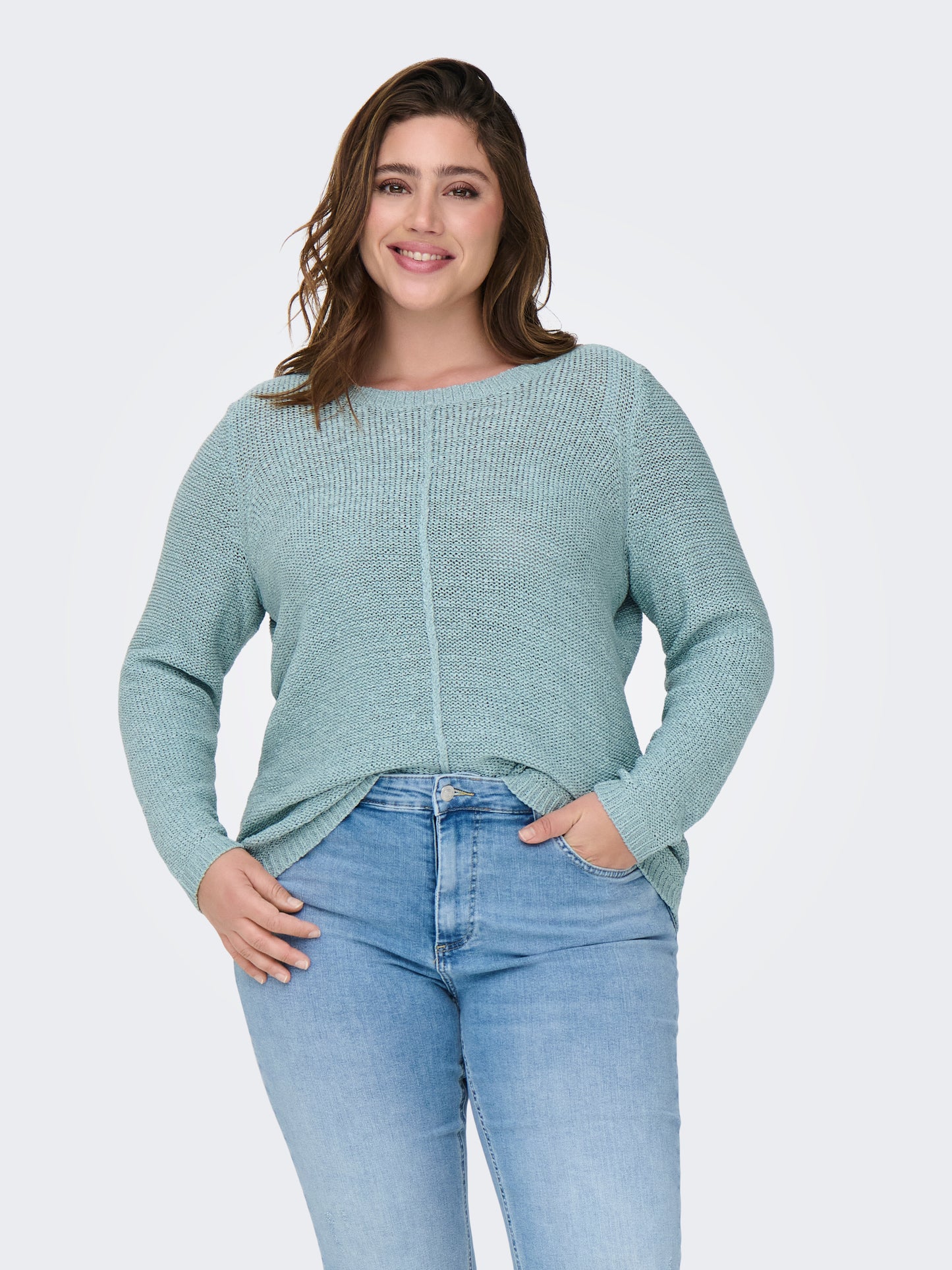 ONLY CARMAKOMA CARNEW FOXY  L/S PULLOVER GROEN/BLAUW