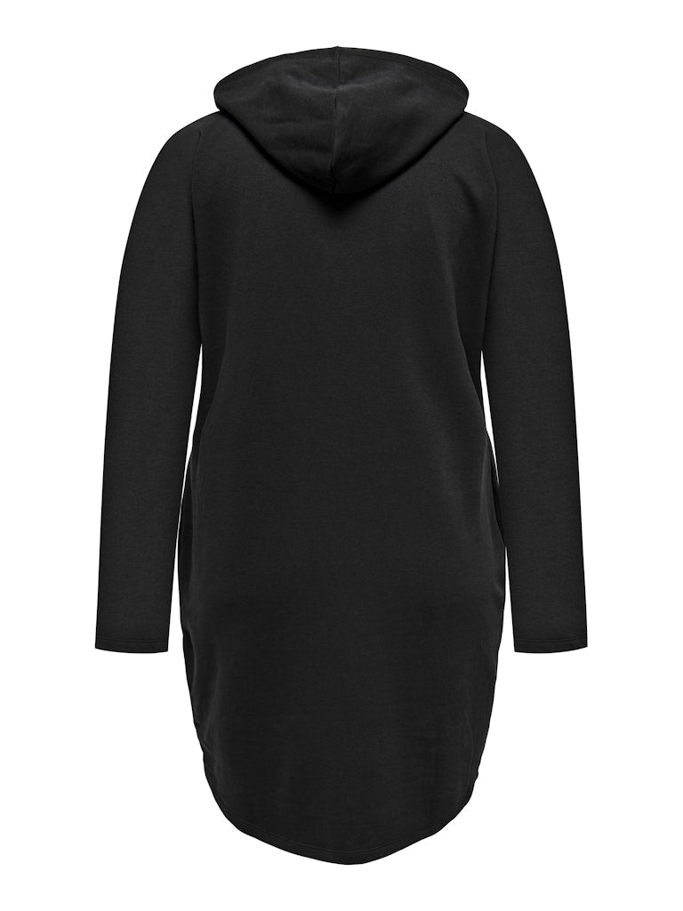 Only Carmakoma CARMABEL LS HOODIE DRESS SWT JRS Zwart