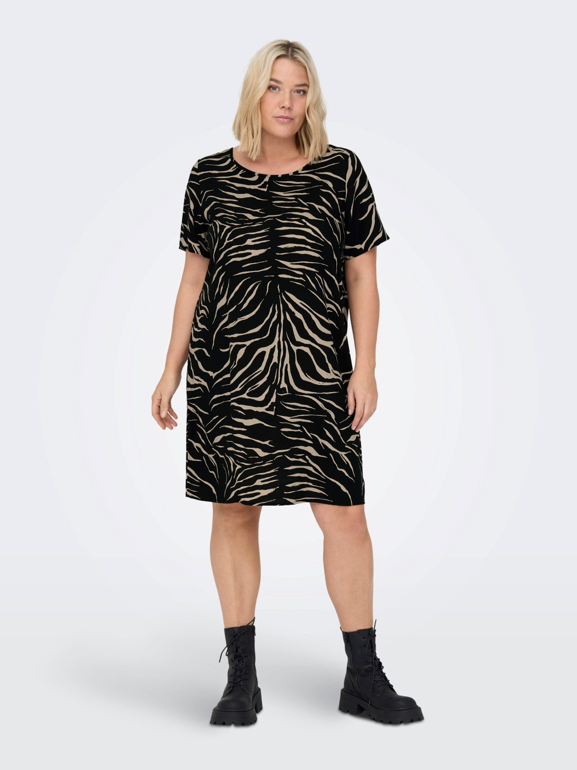 Only Carmakoma Carnova Jurk/tuniek Zwart Zebraprint